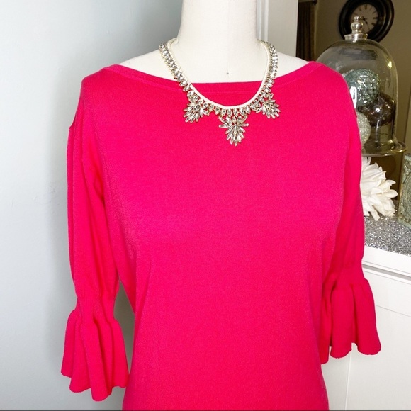 Ralph Lauren Pink Flounce Sleeve Knit Sweater Nwt - Picture 3 of 9